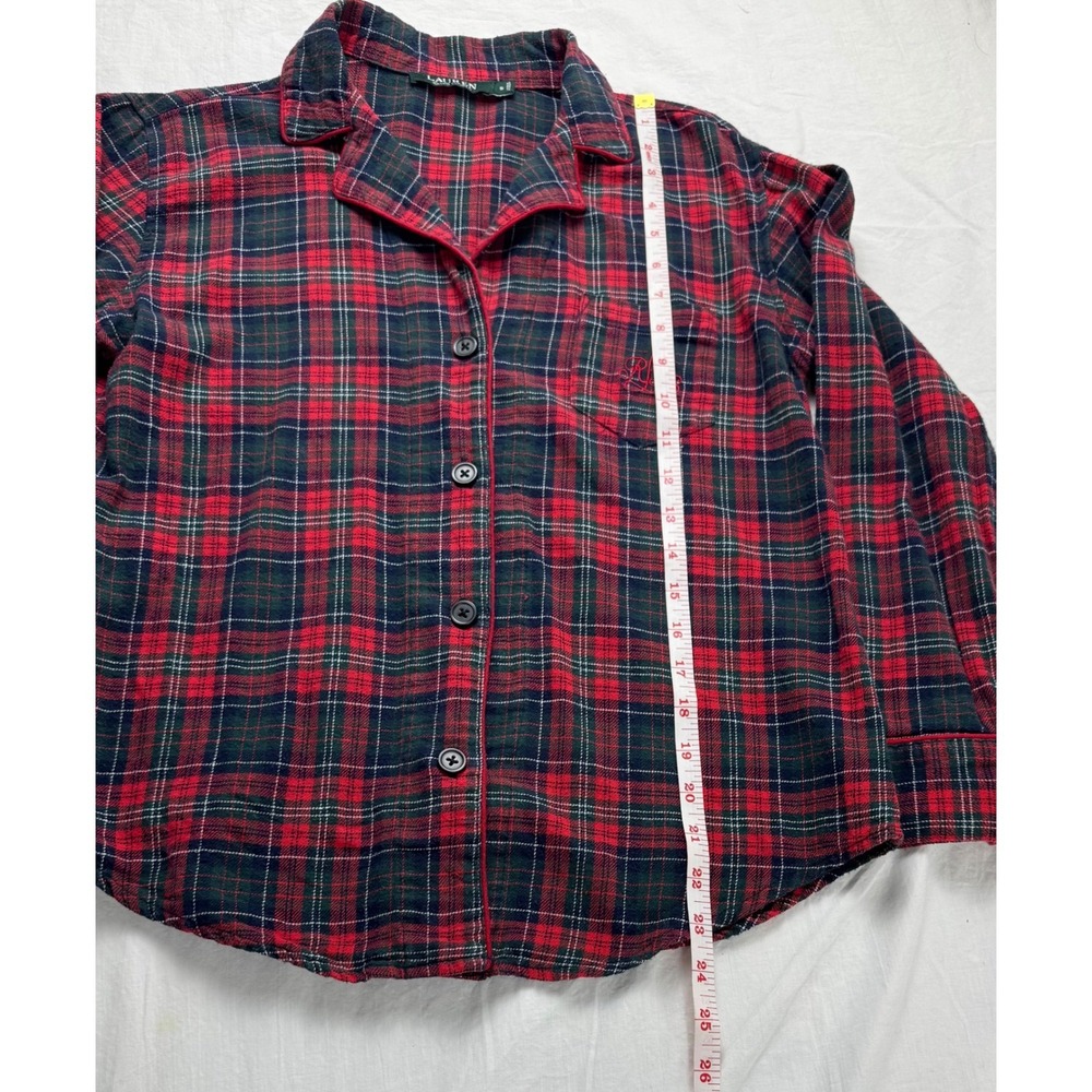 Lauren Ralph Lauren Plaid Pajama Set Women Small Red Green Classic Sleepwear PJ - Picture 6 of 16